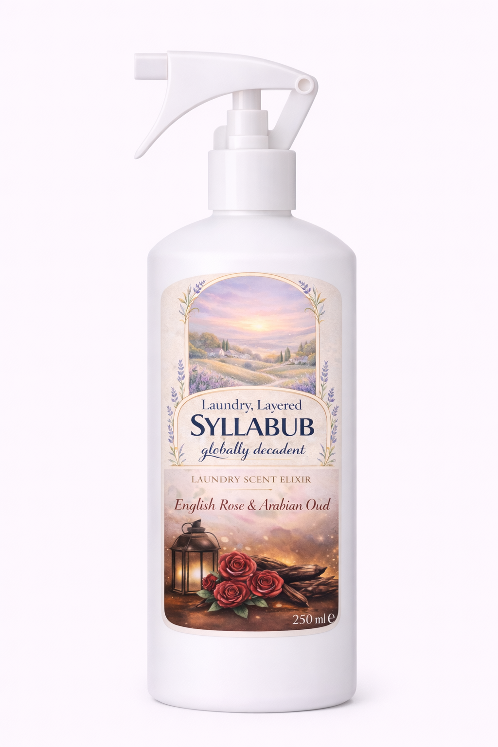 English Rose & Arabian Oud Laundry Mist by SYLLABUB 250ml | Luxury Fabric Fragrance Spray UK
