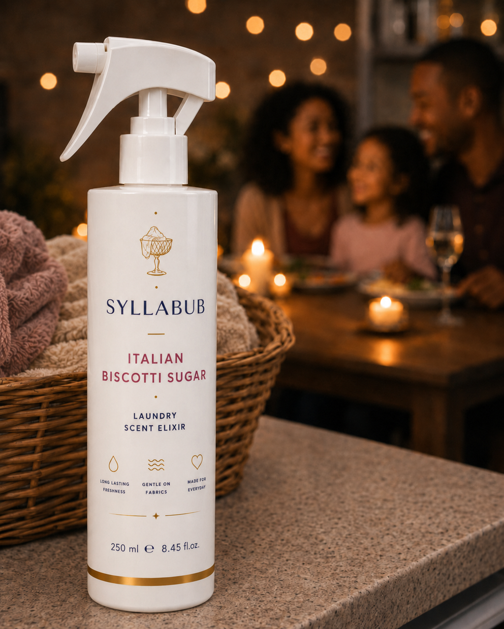 Italian Biscotti Sugar Laundry Elixir by SYLLABUB 250ml  | Luxury Fabric Fragrance Spray UK