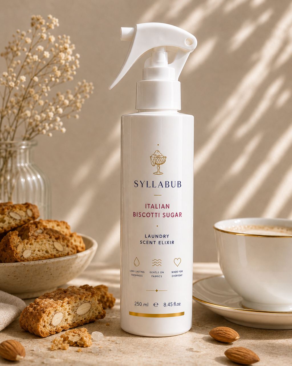 Italian Biscotti Sugar Laundry Elixir by SYLLABUB 250ml  | Luxury Fabric Fragrance Spray UK
